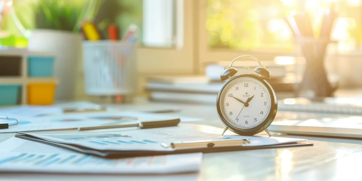 Relógio e documentos representando prazo para abertura de CNPJ em 2026