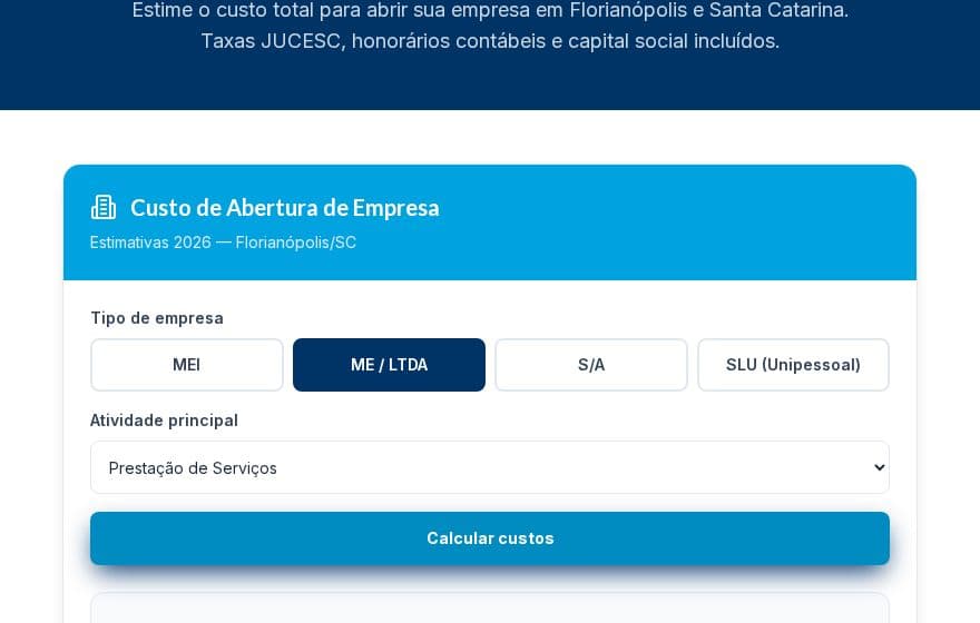 Preview da Custos de Abertura