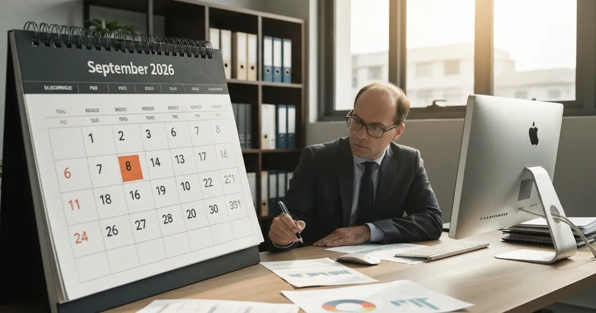 Calendário com prazo de setembro 2026 para opção pelo Simples Nacional 2027 em SC Calendário com prazo de setembro 2026 para opção pelo Simples Nacional 2027 em SC